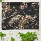 Linge De Cuisine Branches d'hiver rustiques neutres en noir et beig (Plié)