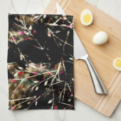 Linge De Cuisine Branches d'hiver rustiques neutres en noir et beig (Quart Plié)