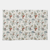 Linge De Cuisine Branches d'oiseaux et de pins d'hiver Motif (Horizontal)