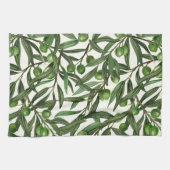 Linge De Cuisine Branches d'olive sur blanc (Horizontal)