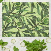 Linge De Cuisine Branches d'olive sur le vert miel (Plié)