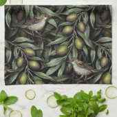 Linge De Cuisine Branches d'olivier et Parulines (Plié)