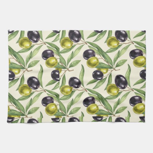 Linge De Cuisine Branches et olives par Natasha Us (Horizontal)