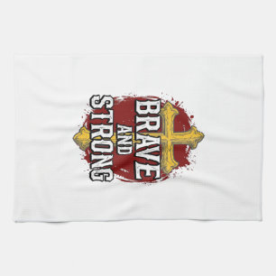 Linge De Cuisine Brave et Fort Design de Chemise Vintage Croix_1