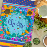 Linge De Cuisine Bravo Floral Fun Bees Colorful Nom personnalisé<br><div class="desc">Chic Floral élégant Floral Cheers Serviette de cuisine. Ces serviettes d'abeilles de cuisine uniques sont un cadeau parfait pour célébrer un anniversaire, la retraite, l'anniversaire, etc... Personnalisez avec un nom. Une façon amusante d'ajouter de la couleur à votre cuisine. Associez-le avec une bouteille de vin et il fait un grand...</div>