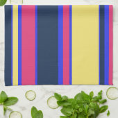 Linge De Cuisine Brayures rose, jaune et bleue (Plié)