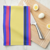 Linge De Cuisine Brayures rose, jaune et bleue (Quart Plié)