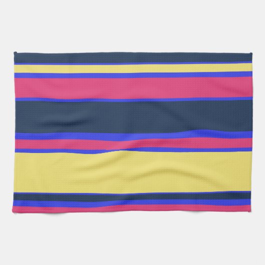 Linge De Cuisine Brayures rose, jaune et bleue (Horizontal)