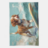 Linge De Cuisine Bretagne Spaniel Beach Surf Peinture (Vertical)