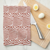 LINGE DE CUISINE BRICK RED ZEBRA STRIPES (Quart Plié)