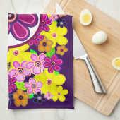 Linge De Cuisine Bright Abstrait Flower Art (Quart Plié)