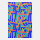 Linge De Cuisine Bright Bold Blue Green Coral Abstract Patches (Vertical)