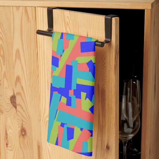 Linge De Cuisine Bright Bold Blue Green Coral Abstract Patches (Pliage en tiers)