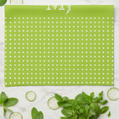 Linge De Cuisine Bright & Green Polkadot Motif (Plié)