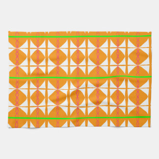 Linge De Cuisine Bright orange, green, white abstract tea towel