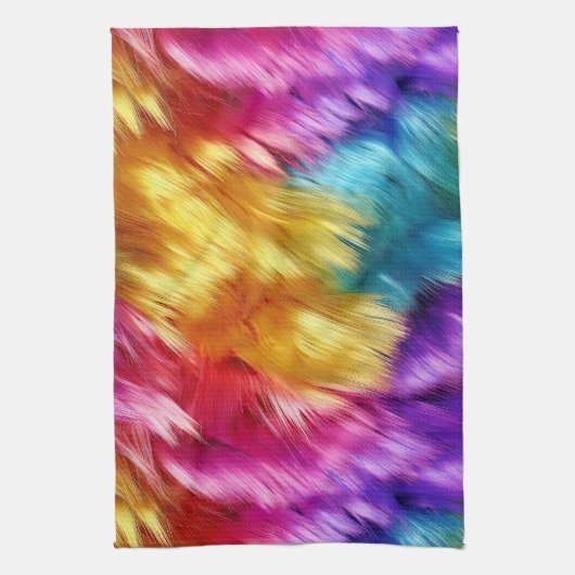 Linge De Cuisine Bright Rainbow fausse texture de fourrure monstre (Vertical)