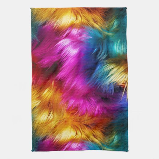 Linge De Cuisine Bright Rainbow fausse texture de fourrure monstre (Vertical)