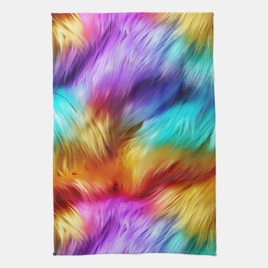 Linge De Cuisine Bright Rainbow fausse texture de fourrure monstre (Vertical)