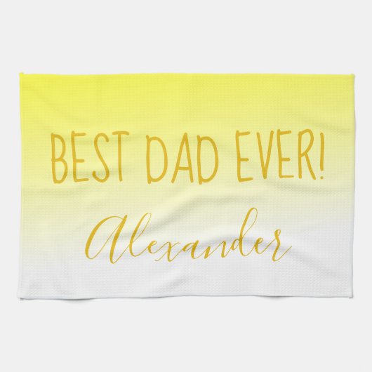 Linge De Cuisine Bright Yellow Ombre meilleur papa jamais (Horizontal)