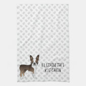 Linge De Cuisine Brindle Boston Terrier Cartoon Dog & Custom Text (Vertical)