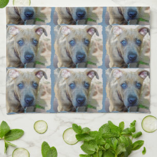 Linge De Cuisine Brindle Pit Bull Puppy par Shirley Taylor