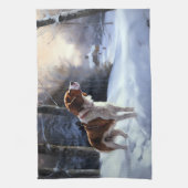 Linge De Cuisine Brittany Spaniel Laissez Neige Noël (Vertical)