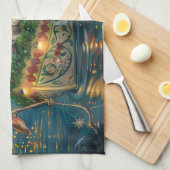 Linge De Cuisine Brittany Spaniel Noël Festive Voyage (Quart Plié)