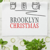 Linge De Cuisine Brooklyn Bridge Red Bow New York Noël (Plié)