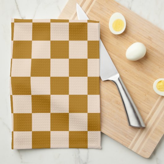 Linge De Cuisine Brown and beige checkerboard pattern (Quart Plié)