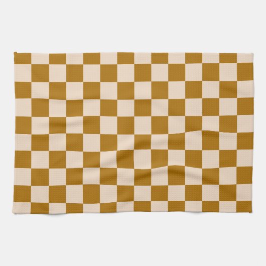 Linge De Cuisine Brown and beige checkerboard pattern (Horizontal)