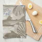 Linge De Cuisine Brown Beach Blue Shells Ocean (Quart Plié)