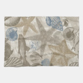 Linge De Cuisine Brown Beach Blue Shells Ocean (Horizontal)