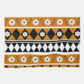 Linge De Cuisine Brown Black Stripe Tropical Floral Botanique (Horizontal)