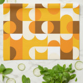 Linge De Cuisine Brown blanc orange jaune demi-cercles Motif (Plié)
