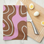 Linge De Cuisine Brown Boho en marbre rose Super Motif à liquide (Quart Plié)