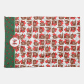 Linge De Cuisine Brown Dachshund Motif Monogram Chien de Noël (Horizontal)