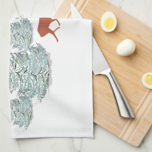 Linge De Cuisine Brown Deer under Snow Covered Spruce Trees   (Quart Plié)