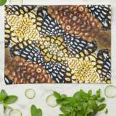 Linge De Cuisine Brown, jaune noir et blanc Reeve's Pheasant (Plié)