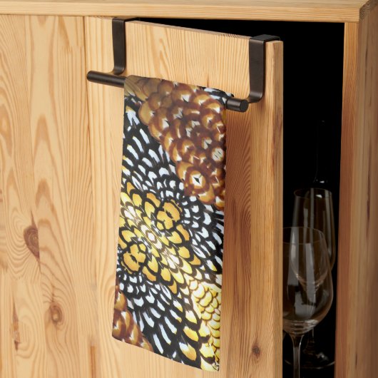 Linge De Cuisine Brown, jaune noir et blanc Reeve's Pheasant (Pliage en tiers)