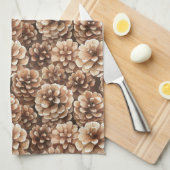Linge De Cuisine Brown Pine Cones Nature  (Quart Plié)
