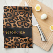 Linge De Cuisine Brown Poster de animal de Leopard (Quart Plié)
