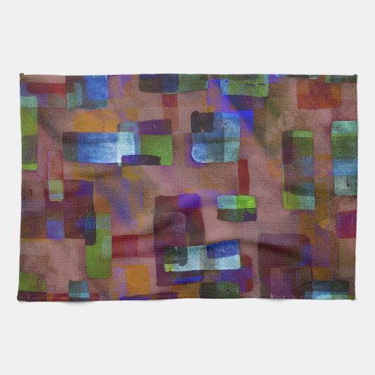 Linge De Cuisine Brown Rust Blue Green (Horizontal)