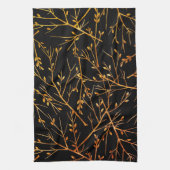 Linge De Cuisine Brûler Orange Twigs sur Noir (Vertical)