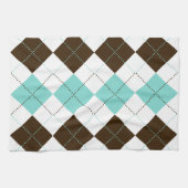 Linge De Cuisine Brun de très bon goût et motifs bleus turquoises (Horizontal)