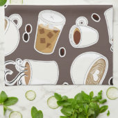 Linge De Cuisine Brun/gris de motif d'amant de café (Plié)