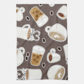 Linge De Cuisine Brun/gris de motif d'amant de café (Vertical)