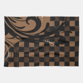 Linge De Cuisine Brun tourbillonnant Checkered du motif |, Tan, (Horizontal)
