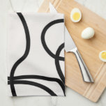 Linge De Cuisine Brush Strokes De Ligne Minimale Moderne Noir Et Bl<br><div class="desc">Mid Century Abstrait Brush Strokes - Minimal Line - Crème blanc arrière - plan avec des lignes noires minimales.</div>