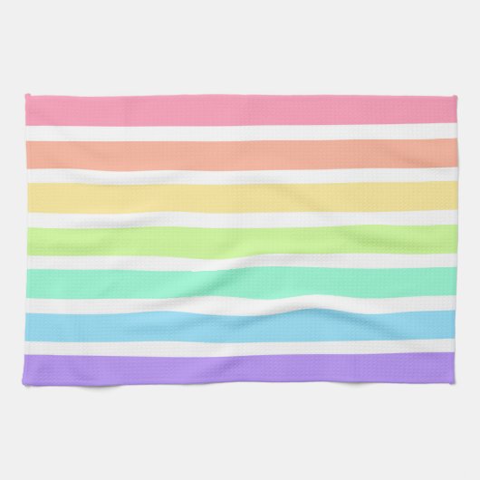 Linge De Cuisine Bubblegum arc-en-ciel et bandes blanches (Horizontal)