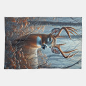 Linge De Cuisine Buck Deer de Whitetail en forêt (Horizontal)